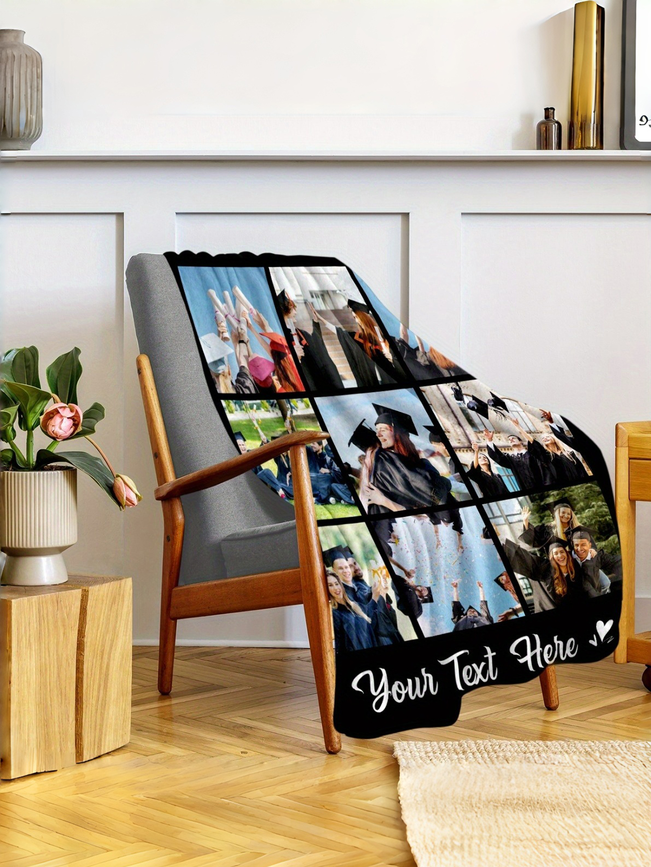 Custom Graduation Photo Flannel Blanket